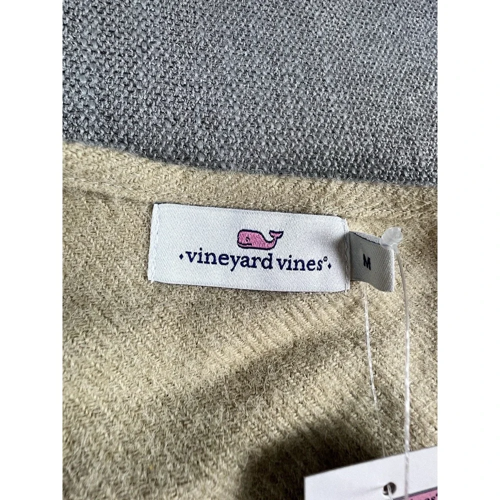 VINEYARD VINES Open‎ Front Fringe Vest Sweater Oatmeal Heather Women's M NWT